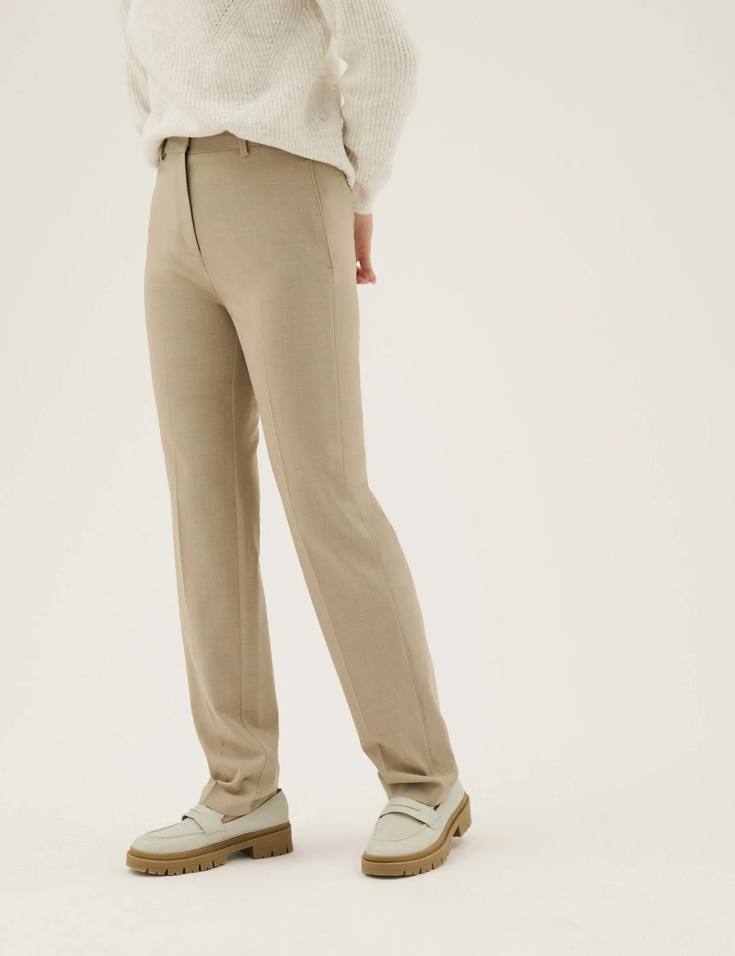 Straight Leg Trousers with Stretch